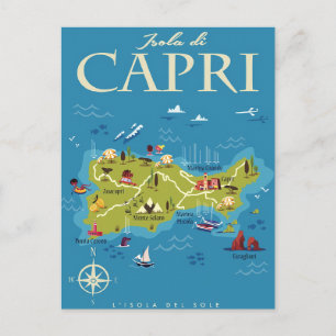 Capri Illustrated Map Postcard
