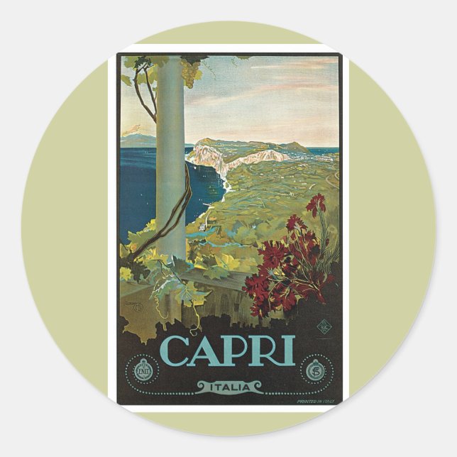 Capri Italia Italy Vintage Classic Round Sticker (Front)