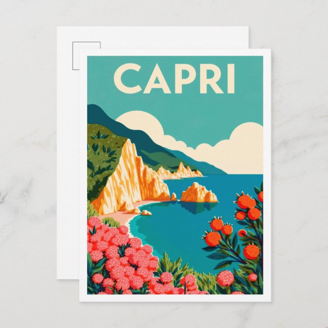 Capri Italy Art vintage Travel Postcard (Front/Back)