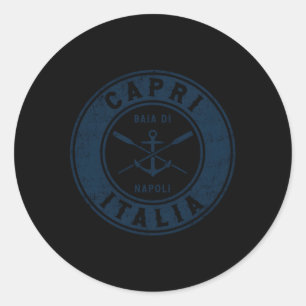 Capri Italy Boat Anchor Oars Classic Round Sticker