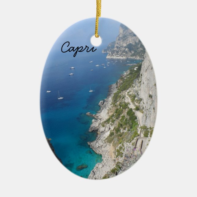 Capri, Italy Ceramic Tree Decoration (Front)