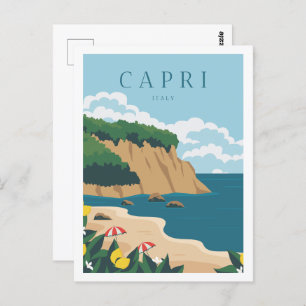 Capri Italy Famous Travel Place Illustration Postcard