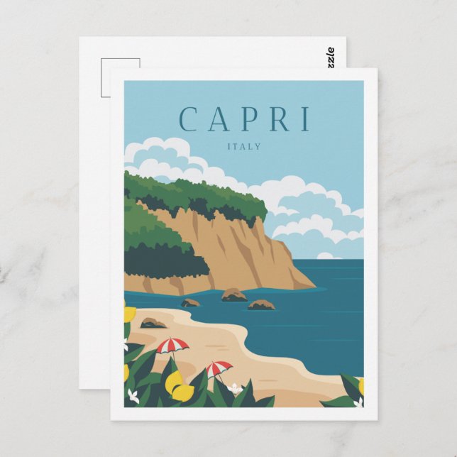 Capri Italy Famous Travel Place Illustration Postcard (Front/Back)