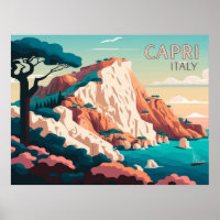 Capri Italy Lemons Mediterranean Island Retro
