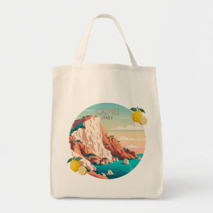 Capri Italy Lemons Mediterranean Island Retro Tote Bag