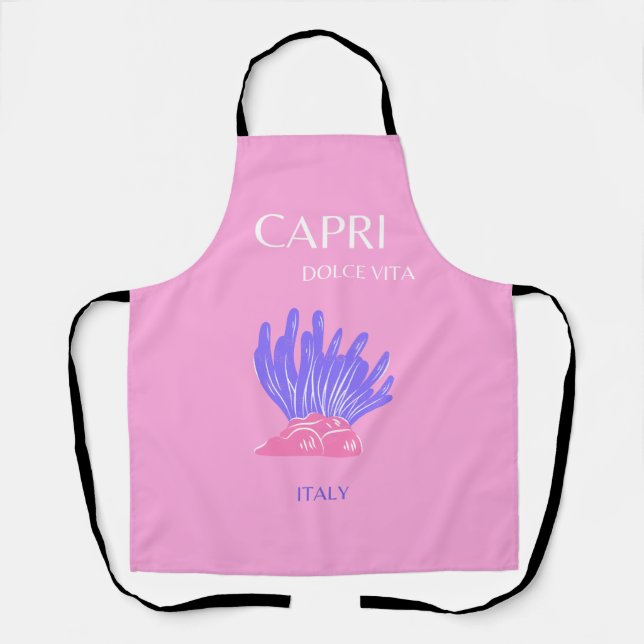 Capri, Italy, Preppy, Pink Apron (Front)