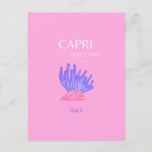 Capri, Italy, Preppy, Pink Holiday Postcard