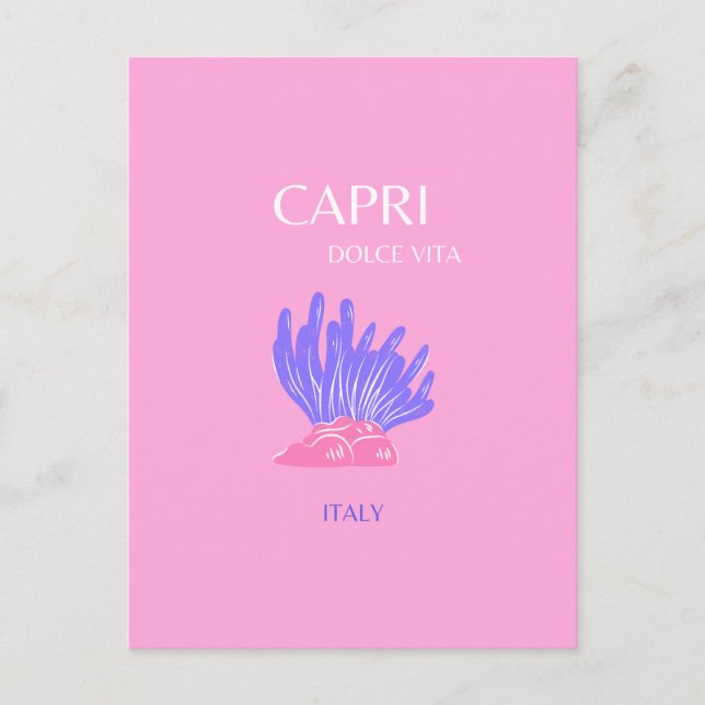 Capri, Italy, Preppy, Pink Holiday Postcard (Front)