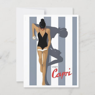 Capri Italy Retro Inspired Holiday Travel Postcard