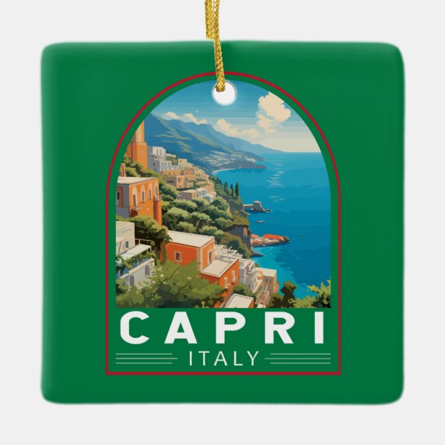 Capri Italy Travel Art Vintage Ceramic Ornament (Front)