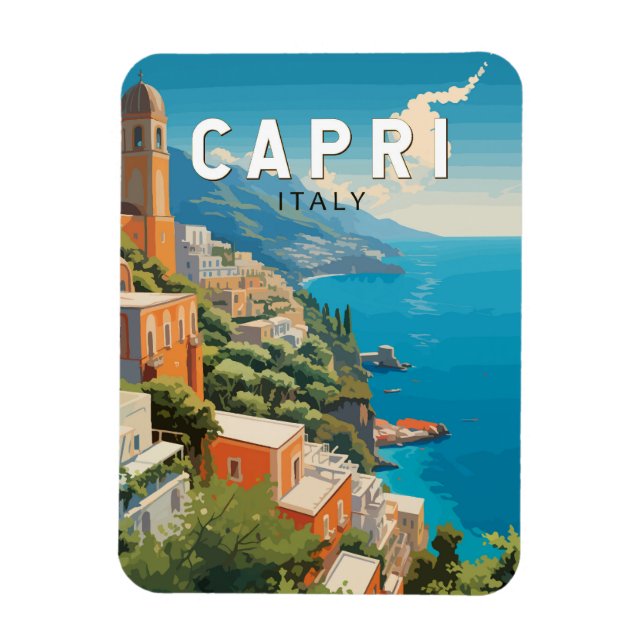 Capri Italy Travel Art Vintage Magnet (Vertical)