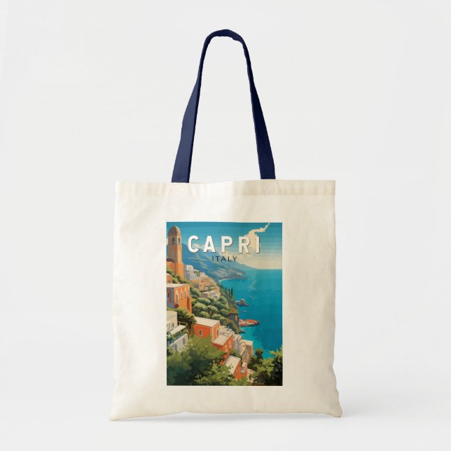 Capri Italy Travel Art Vintage Tote Bag (Front)