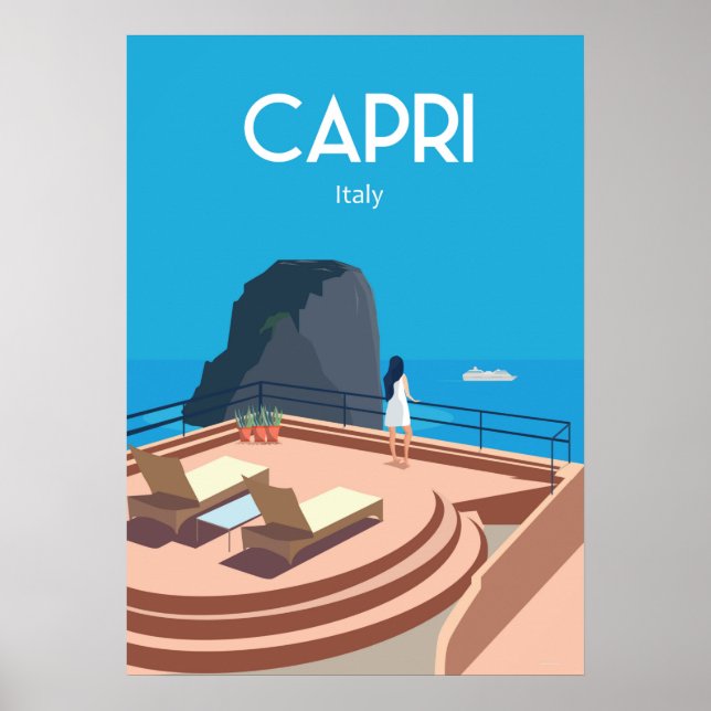 Capri Italy travel poster Blue sea (Front)
