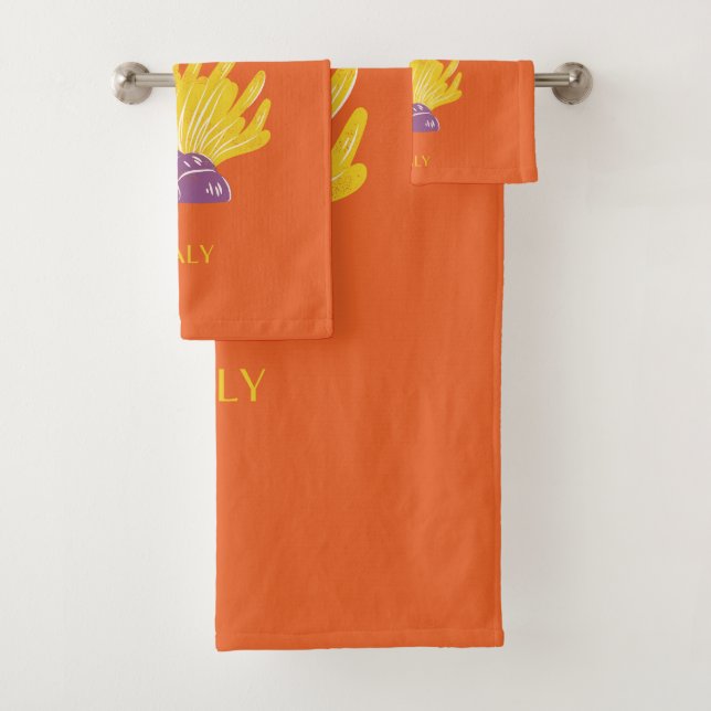 Capri, Italy, Travel, Preppy, Orange Bath Towel Set (Insitu)