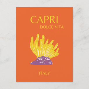 Capri, Italy, Travel, Preppy, Orange Holiday Postcard