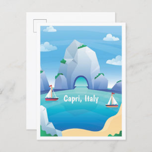 Capri Italy Vintage Travel Illustration Postcard