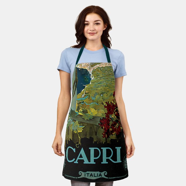 Capri, Italy, Vintage Travel Poster Art Italia Apron (Worn)