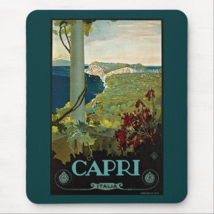 Capri, Italy, Vintage Travel Poster Art Italia Mouse Mat