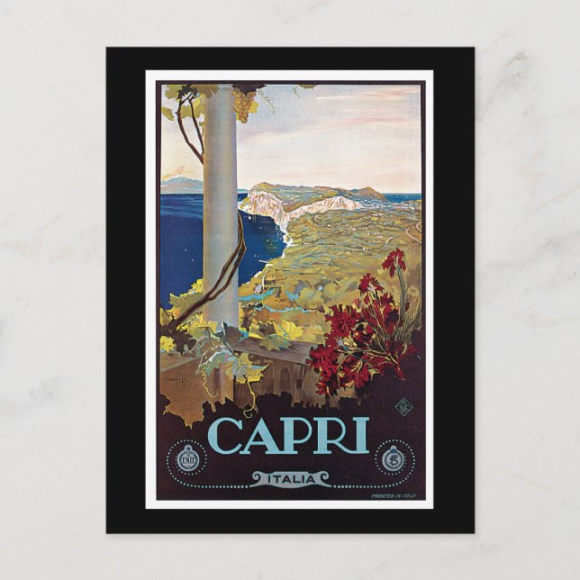 Capri, Italy Vintage Travel Poster Postcard (Front)