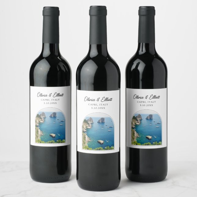 Capri Italy Wedding Wine Label (Bottles)