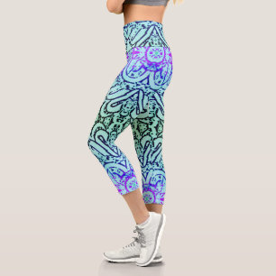 Capri Leggings - Cool-Coloured Abstract