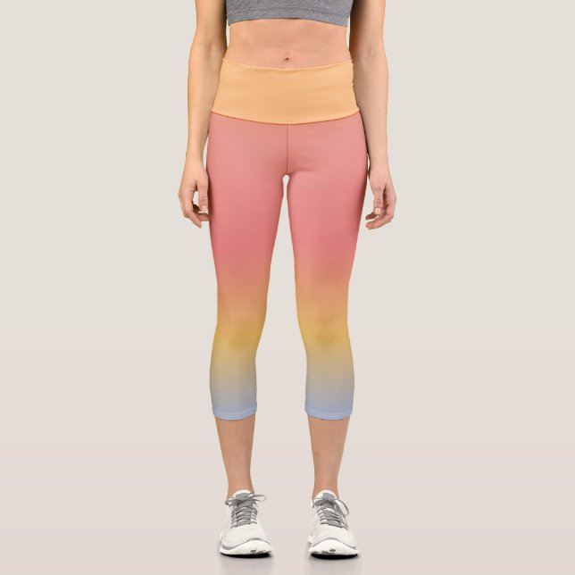 Capri Leggings with Orange, Gold and Pink (Front)