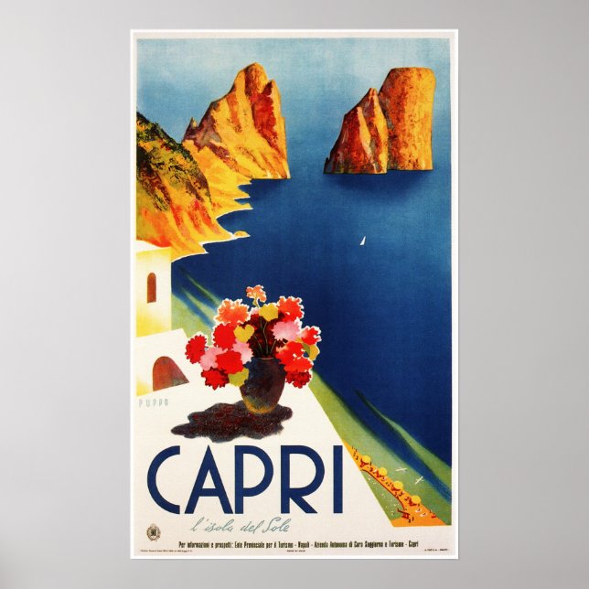 CAPRI NAPLES ITALY Travel Poster Vintage Art Deco (Front)