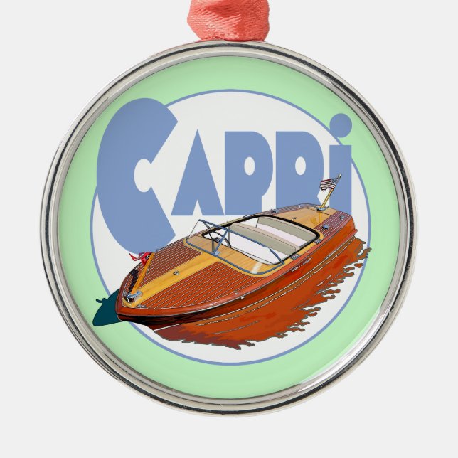 Capri Powerboat Metal Tree Decoration (Front)