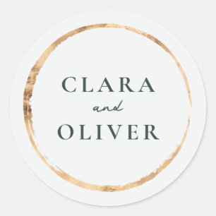 Capri Sailboat Gold Ring Wedding Envelope Classic Round Sticker