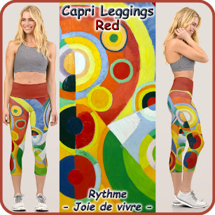 CAPRI STYLE LEGGINGS - "Rythme" - Abstract + Red