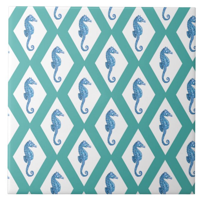 Capri Turquoise Argyle Ceramic Tile (Front)