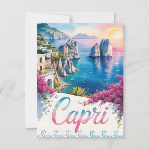 Capri watercolor postcard