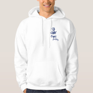 Capri Yachting Blue Anchor Maritime Style White Hoodie