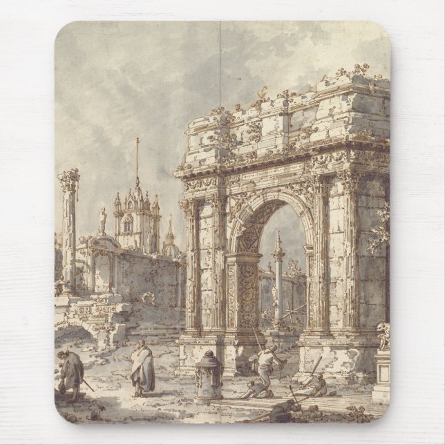 Capriccio with a Roman Triumphal Arch Mouse Mat (Front)