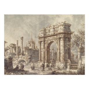 Capriccio with a Roman Triumphal Arch Poster