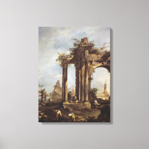 Capriccio with Roman Ruins, a Pyramid and Canvas Print