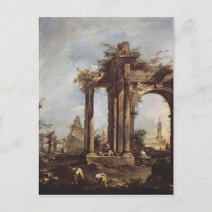 Capriccio with Roman Ruins, a Pyramid and Postcard