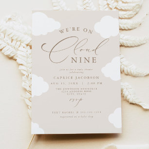 CAPRICE Beige Cream Cloud Nine Baby Shower Invitation