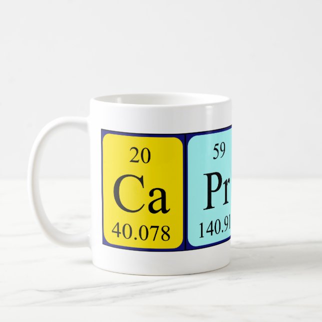 Caprice periodic table name mug (Left)