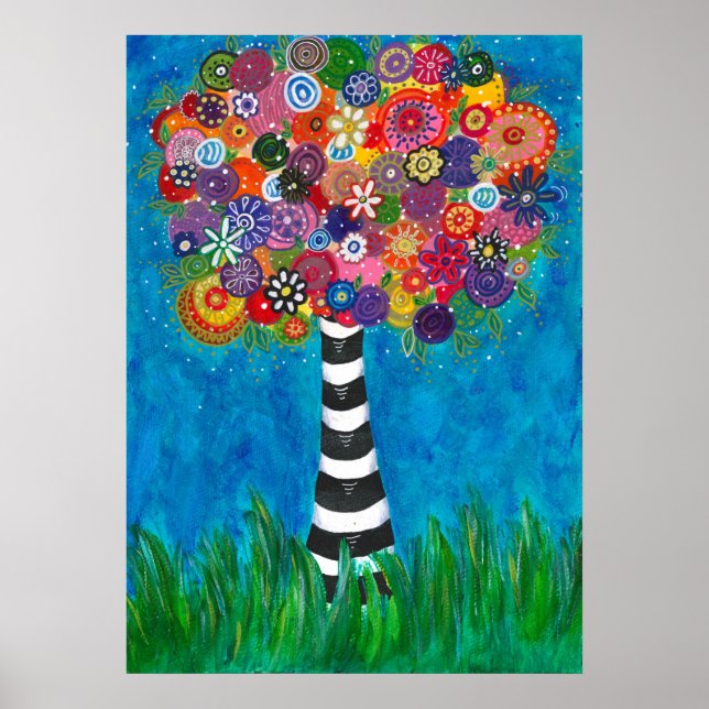 Capricious Happy Colourful Tree Original Artwork Poster (Front)