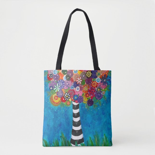 Capricious Happy Colourful Tree Original Artwork Tote Bag (Front)