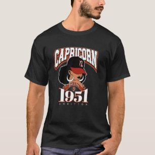 Capricorn 1951 Queen Zodiac Traits Afro Diva Birth T-Shirt