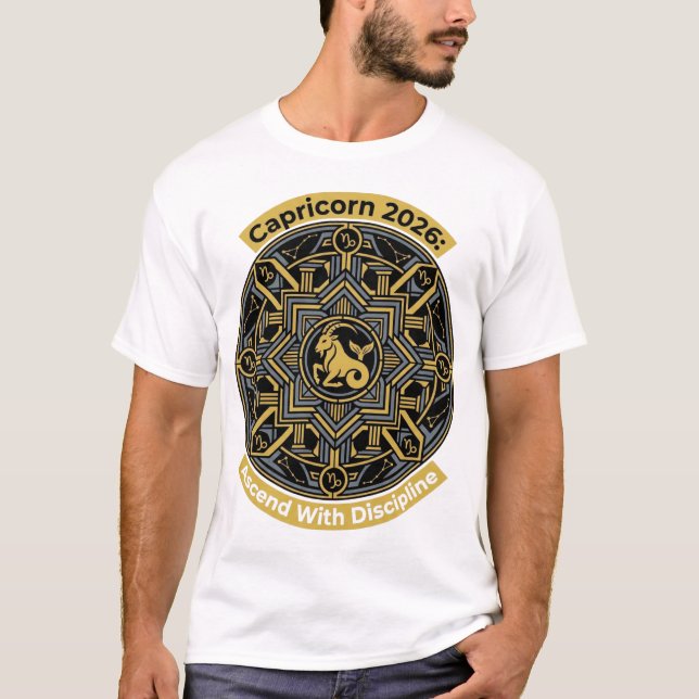 Capricorn 2026 Zodiac Mandala | Earth Sign Astro T-Shirt (Front)