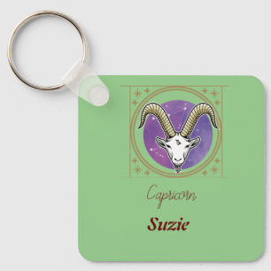 Capricorn astrological sign /editable name key ring
