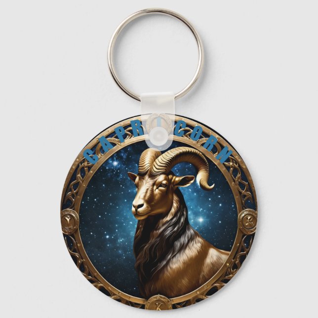 Capricorn astrology sign key ring (Front)