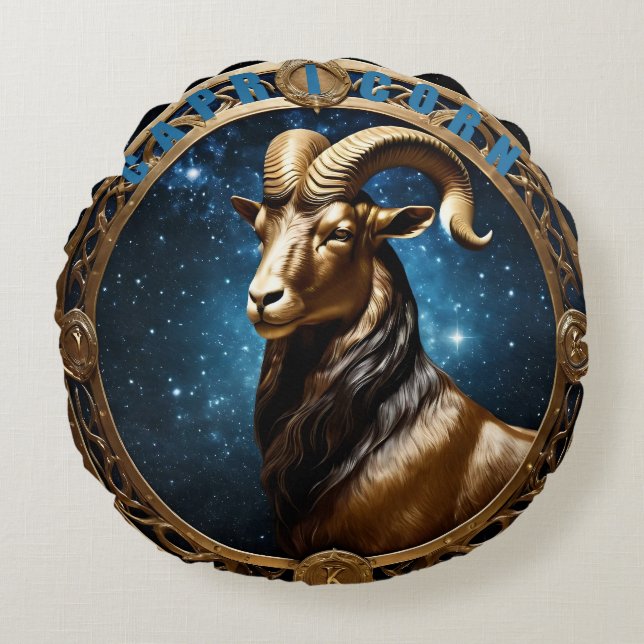 Capricorn astrology sign round cushion (Front)