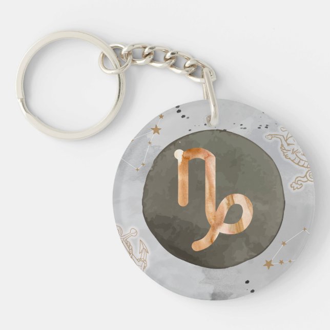 Capricorn Astrology Zodiac Keychain (Front)