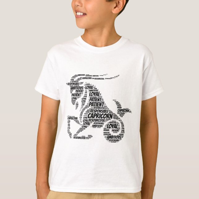 Capricorn Astrology Zodiac Sign Word Cloud T-Shirt (Front)