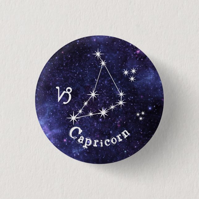Capricorn Badge, Zodiac Horoscope Badge (Front)