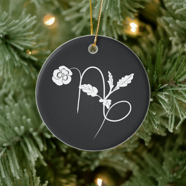 Capricorn birth flower pansy zodiac sign charcoal ceramic tree decoration (Tree)